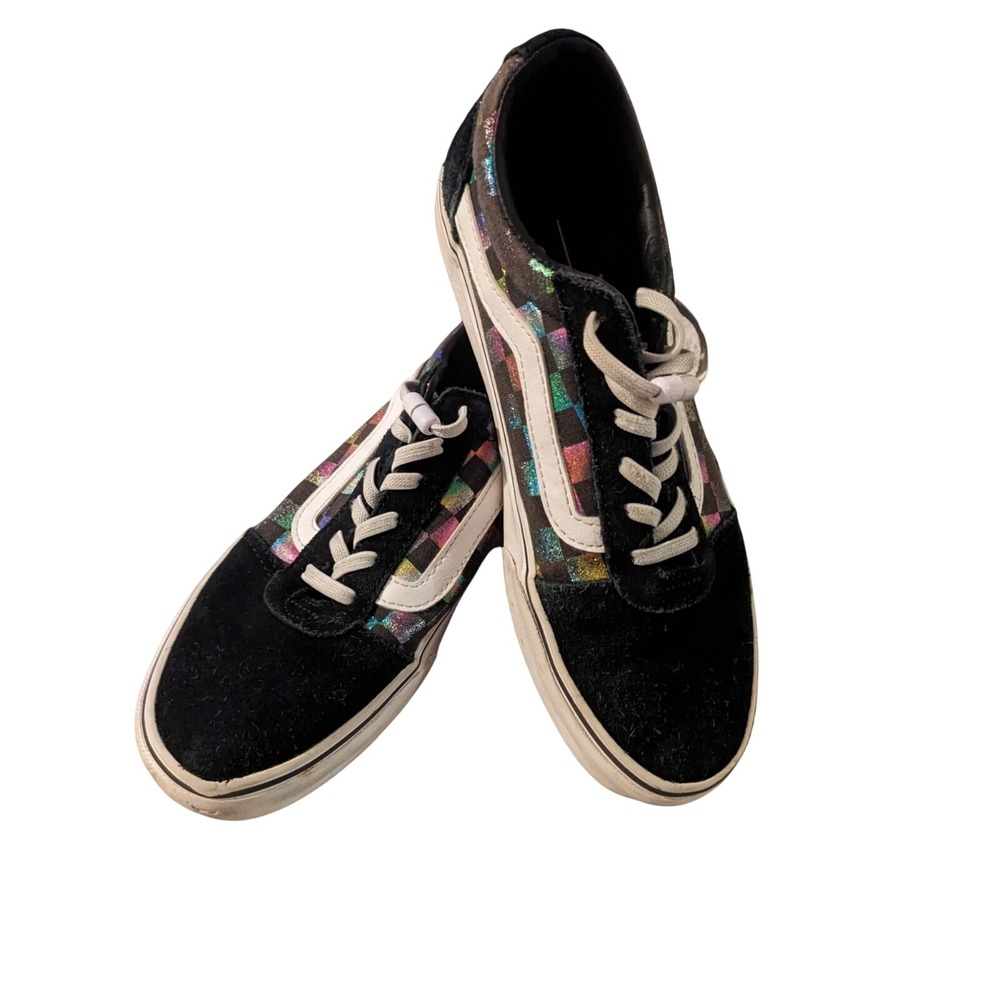 Vans Old Skool Checkerboard Black Iridescent Sneakers 7.5